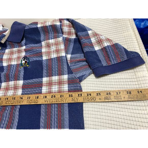 VINTAGE RARE DISNEY STORE POLO SHIRT MENS SIZE XL PLAID MICKEY MOUSE POLO - Picture 4 of 9